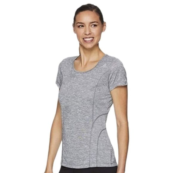 REEBOK Dynamic Short Sleeve Slim Fitted Performance Feeder Stripe NWT - Picture 1 of 8